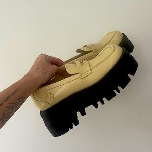 Yellow Rainier Chunky Platform Penny Loafers by Charles & Keith